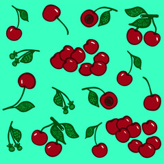A semless pattern with cherries