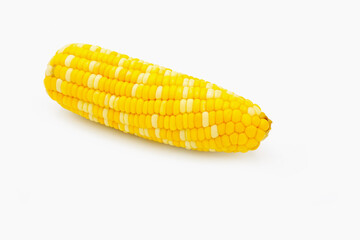 Boiled Sweet Corn On White Background.