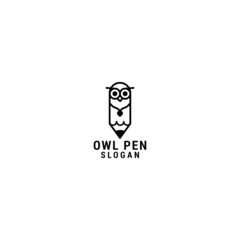 
Owl-shaped pen logo icon design template. premium vector