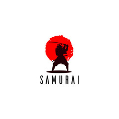 Samurai logo icon design template. premium vector