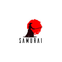 Samurai logo icon design template. premium vector