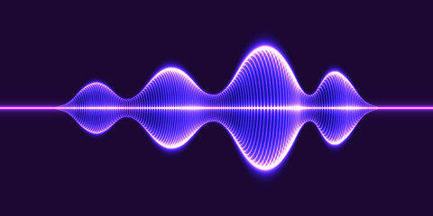 Neon sound wave, music equalizer. Vector illustration.