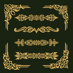 Set of gold Decorative vintage frames and borders set