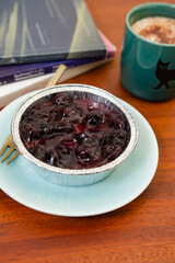 Blueberry Cheese Pie on a wooden table
