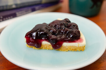 Blueberry Cheese Pie on a wooden table