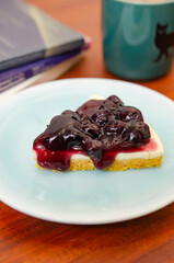 Blueberry Cheese Pie on a wooden table