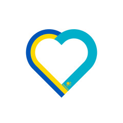 unity concept. heart ribbon icon of ukraine and kazakhstan flags. vector illustration isolated on white background