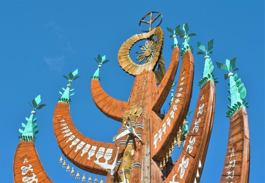 Berdigestiah, Sakha Yakutia/Russia - June 15 2019: Sacred Aal-Luuk tree, Ysyakh celebration near Yakutsk