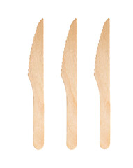 Disposable wooden knife isolated on white background