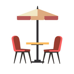 table with chairs and umbrella