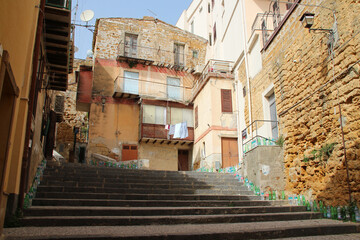 Fototapeta na wymiar stairs and houses in agrigento in sicily (italy)