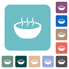 Steaming bowl rounded square flat icons