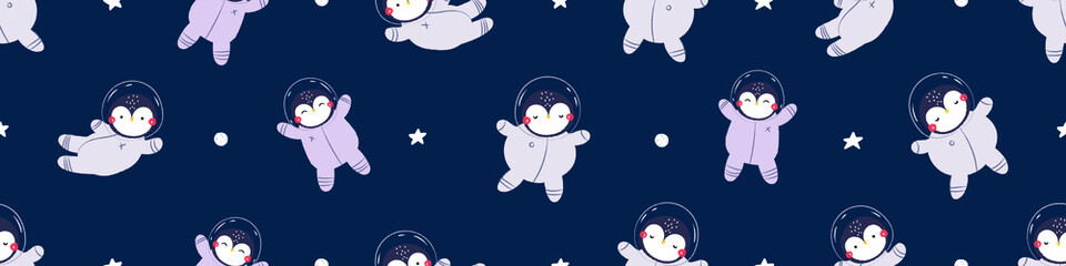 seamless pattern wild animal in space, cute vector illustration, childish design
