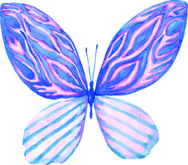 Exclusive watercolor butterfly illustration. Handmade image. Kraft. Use for wedding invitations, postcard and design. Perfect for delicate underwear design.