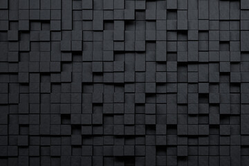 Modern black cube stone wall background - obrazy, fototapety, plakaty