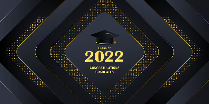 vector text lettering class of 2022 graduation in high school or college. gold luxury dark design template for congratulation event, graduate party greeting invitation card or poster cover