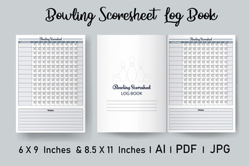 Bowling scoresheet log book template design vector