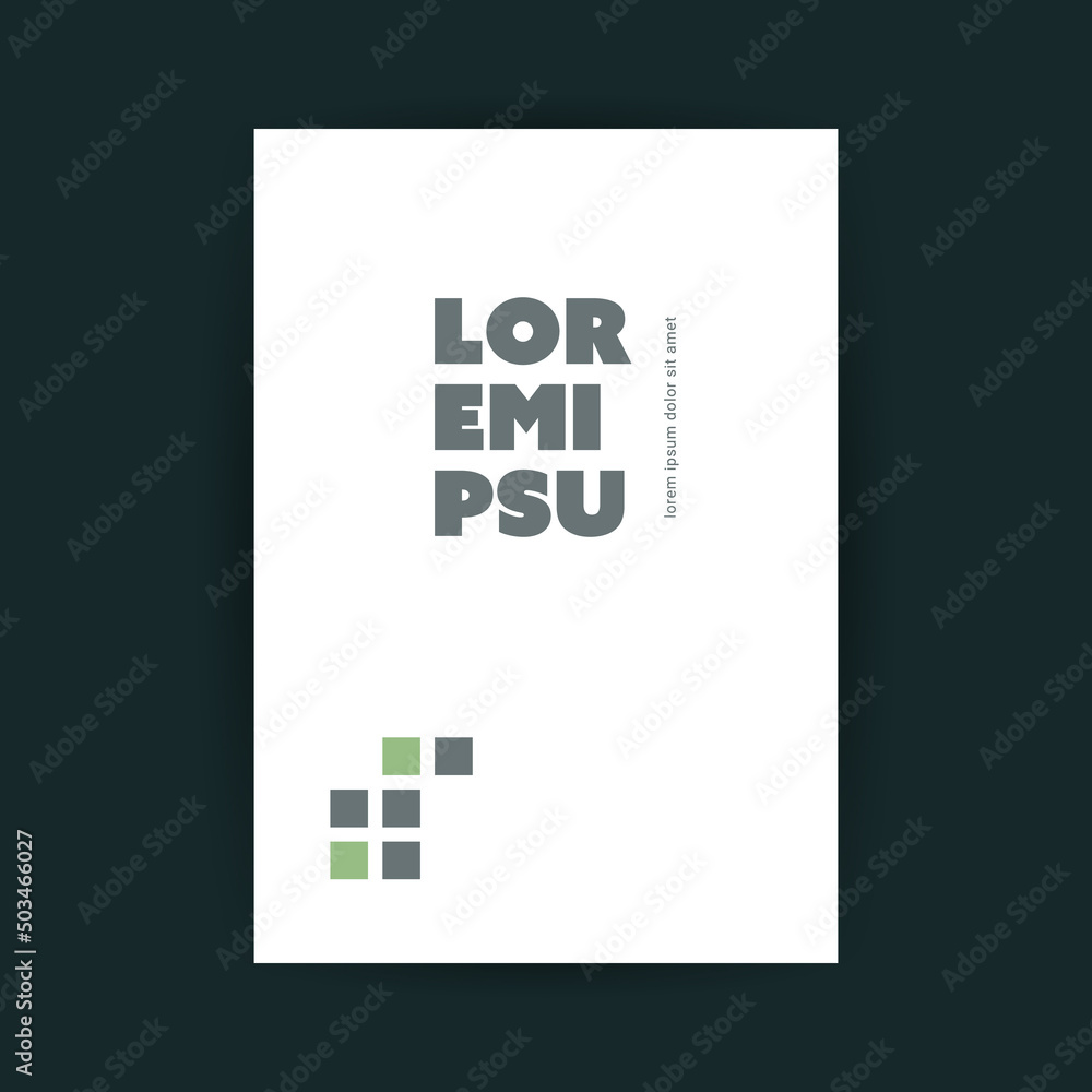 Poster flyer or cover design with green and grey squares pattern on white background - brochure, leaflet, f