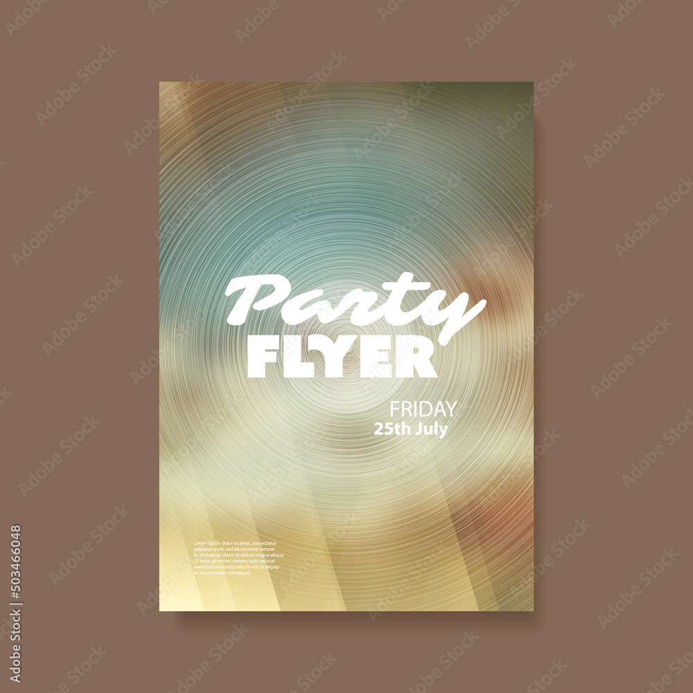 Poster colorful party flyer or cover design with blurred silver cloudy sky texture, abstract transparent co