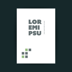 Flyer or Cover Design with Green and Grey Squares Pattern on White Background - Brochure, Leaflet, Front Page Template with Copyspace, Place for Your Text - Illustration in Editable Vector Format