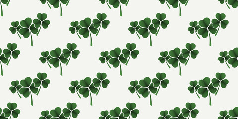 Obraz na płótnie Canvas Abstract Seamless White and Green Shamrocks Pattern - St Patricks Day Card or Background Vector Design