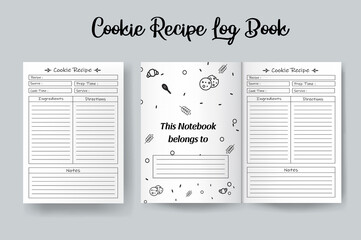 Cookie recipe log book template design vector
