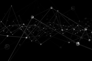 Complex transparent polygon 3d illustration on black background