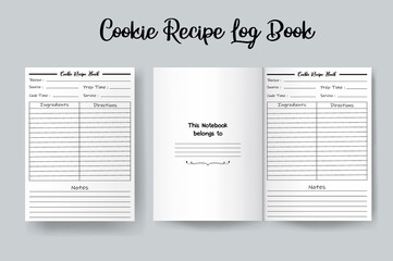 Cookie recipe log book template design vector
