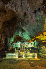 High altar in the cave of San Michele. Natural cavity located on a hill dedicated since the Middle...