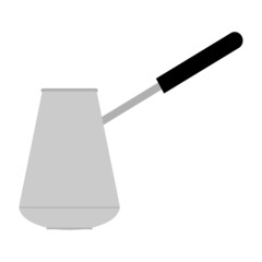 Cezve isolated on white background. Cezve pot in flat style. Turkish coffee maker. Cartoon vector illustration