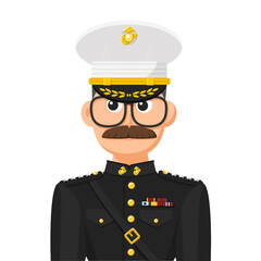 US marine commander in simple flat vector. personal profile icon or symbol. military people concept vector illustration.