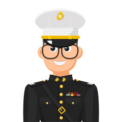 US marine officer in simple flat vector. personal profile icon or symbol. military people concept vector illustration.