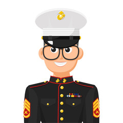 US marine sergeant in simple flat vector. personal profile icon or symbol. military people concept vector illustration.