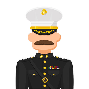 US marine commander in simple flat vector. personal profile icon or symbol. military people concept vector illustration.
