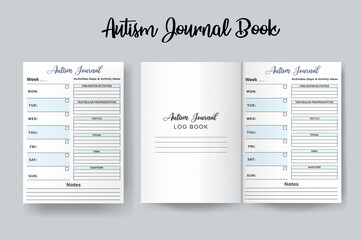Autism journal log book template design vector