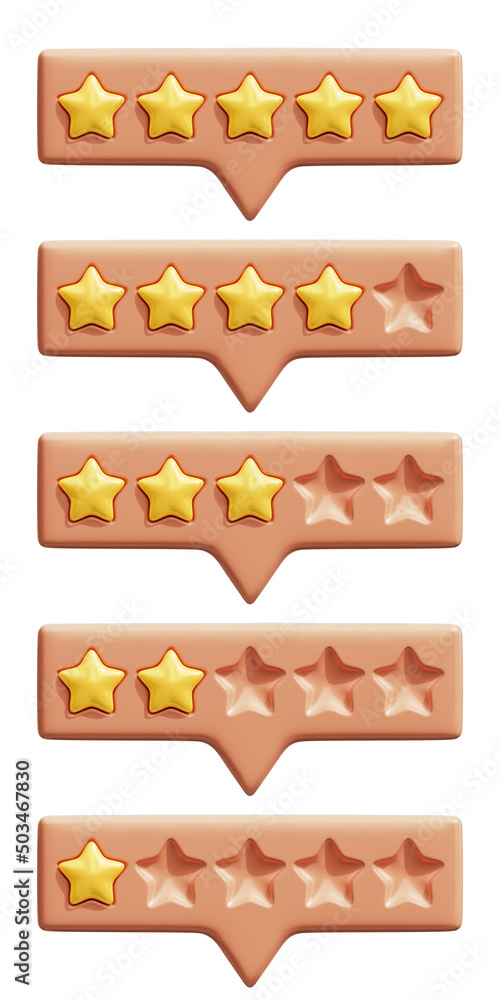 Wall mural set of rating stars. golden reviews stars on tooltip ui elements. customer feedback or customer revi