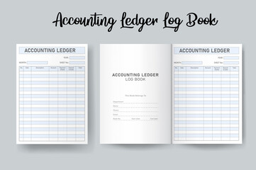 Accounting ledger log book template design vector
