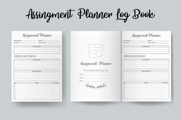  Assignment Planner log book template design vector