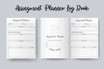  Assignment Planner log book template design vector