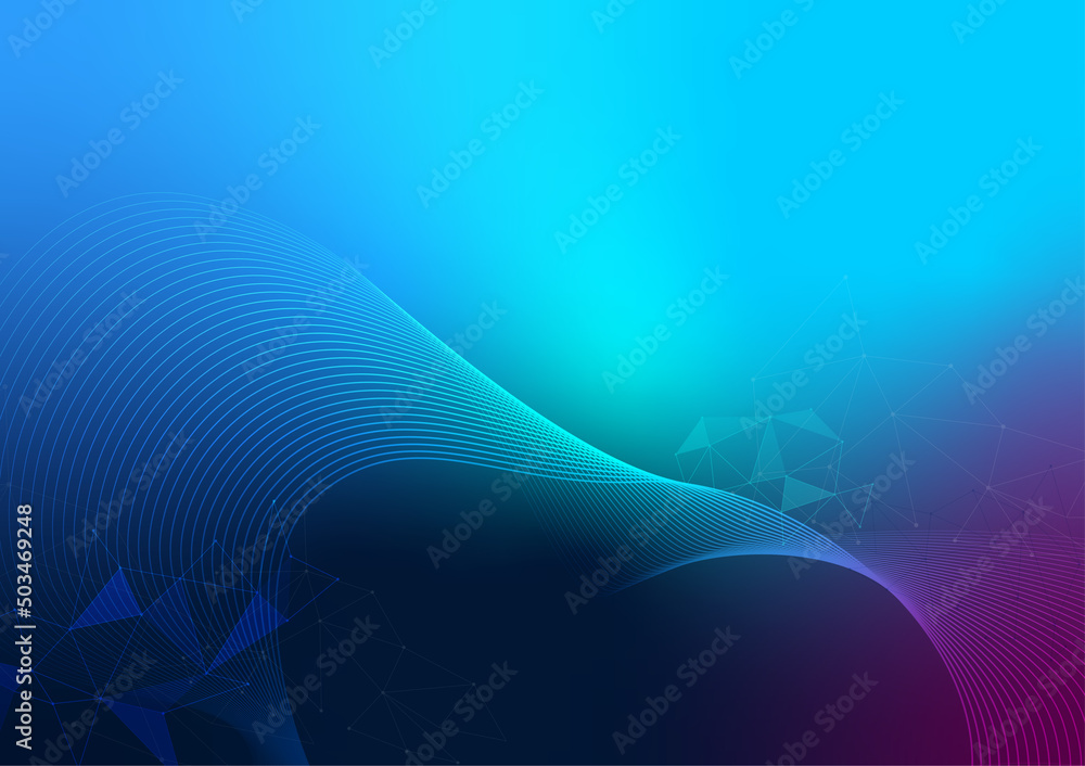 Aufkleber multicolor dynamic wave and low poly futuristic science abstract background