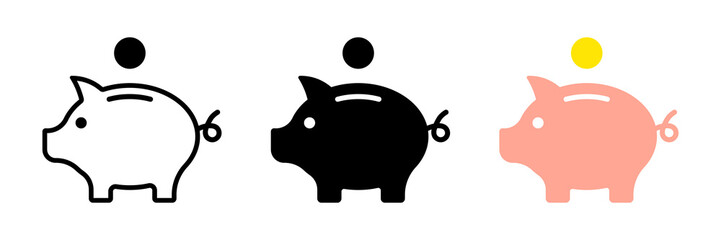 Piggy bank with coin icon. Vector EPS 10 - obrazy, fototapety, plakaty