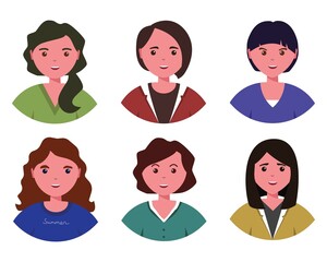 Set of cute girls characters dressed in stylish casual clothing.. Cartoon flat vector design.