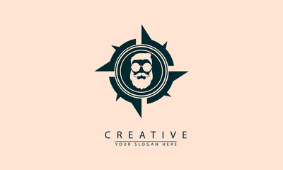 male face in cardinal circle logo