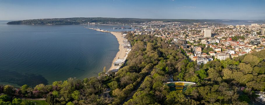General view of Varna, the sea capital of Bulgaria. Beautiful cityscape over Varna city, Bulgaria.