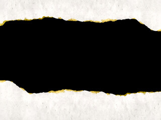  Morceaux de papier horizontal déchiré avec une ombre douce collés sur un fond noir - obrazy, fototapety, plakaty