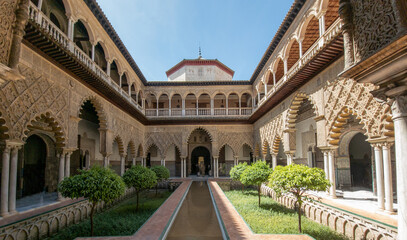 Detail of the architecture of the Alcazar of Seville, Andalusia, Spain