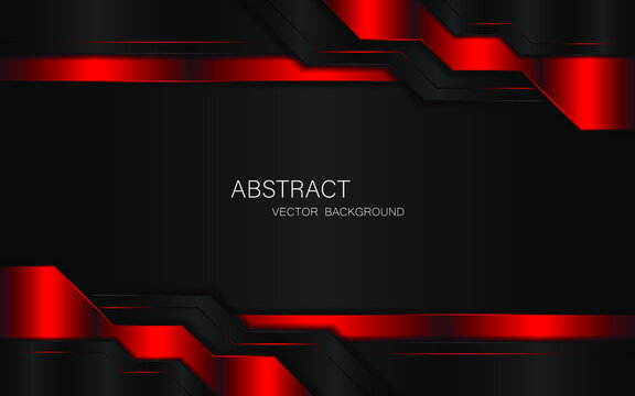 Abstract black and red polygon with red glowing lines on black background with free space for design. modern technology innovation concept background
