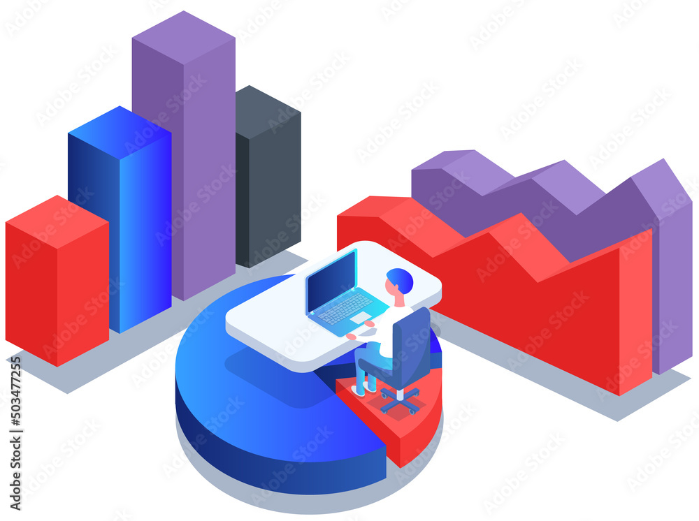 Poster infographic chart vector template. annual statistics curve graph design. market data diagrams. graph