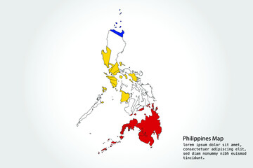 Philippines Map stripes. Vector illustration Color on White Backgound