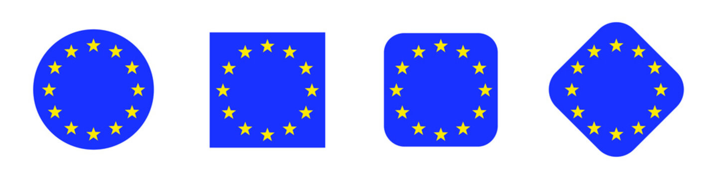 European union logo. Vector illustration. EU flag icon with round stars. Set of graphic elements